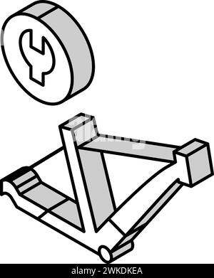 Fahrradrahmen Reparatur isometrische Symbol Vektor Illustration Stock Vektor