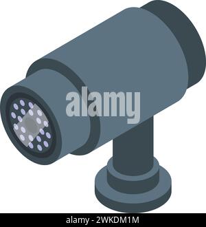 Isometrischer Vektor des Sicherheitskamerasymbols. Self-Service-Prüfung. Display im Einzelhandel Stock Vektor