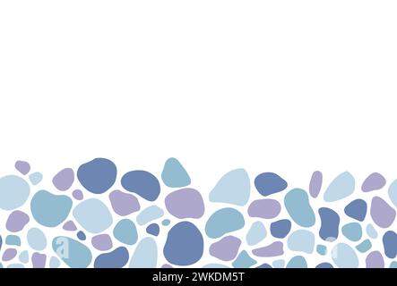 Nahtloses Muster aus glattem Kieselstein. Kies Kopfsteinpflaster Textur Hintergrund. Gartenpromenade. Abbildung des Vektorbodens Stock Vektor