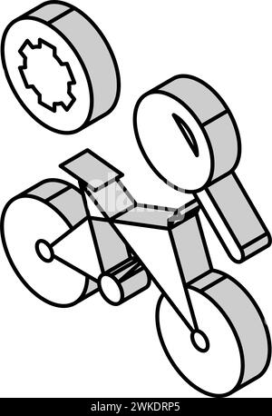 Isometrische Isometrie Vektorillustration für komplexe Fahrradwartung Stock Vektor