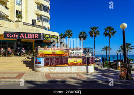 Café, Tapas Bar, Albir, Alfas del Pi an der Costa Blanca, Spanien, das beliebteste Wintersonnenziel in Europa Stockfoto