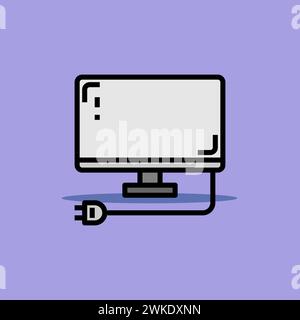 Kunst Illustration Symbol Icon Möbel Logo Haushaltsdesign Skizze Handzeichnung von Vintage tv tv tv Stock Vektor