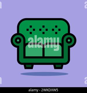 Kunst Illustration Symbol Icon Möbel Logo Haushaltsdesign Skizze Handzeichnung von Stuhlsitz Stock Vektor