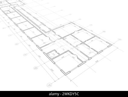 Architekturplan, technisches Projekt .Haus Plan Projekt .Engineering Design .Industrie Bau von Häusern .Vektor , Illustration. Stock Vektor