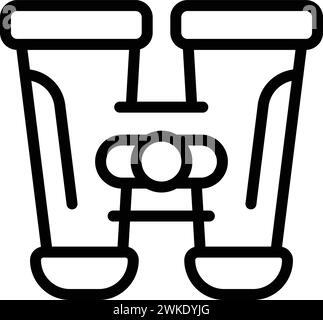 Überlebens-Fernglas-Symbol Umrissvektor. Schiffswrack im Ozean. Versenktes Wrack Stock Vektor
