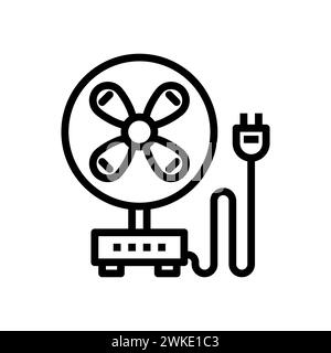 Kunst Illustration Symbol Icon Möbel Logo Haushaltsdesign Skizze Handzeichnung von elektrischem Ventilator Stock Vektor