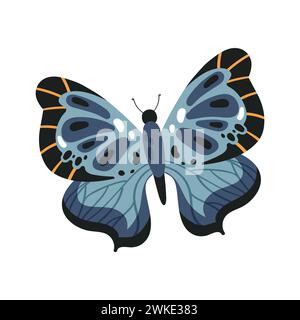Zeichentrickfilm Bunte Hand gezeichnete Schmetterling fliegende Vektor-Illustration isoliert Stock Vektor