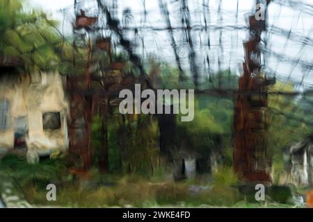 Regen auf einem Stoff, Baskenland, Spanien. Stockfoto