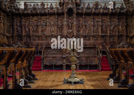 Coro, Catedral de la Asunción de la Virgen, Salamanca, Comunidad Autónoma de Castilla y León, Spanien. Stockfoto