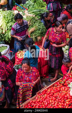 Mercado tradicional, Chichicastenango, Quiché, Guatemala, Mittelamerika. Stockfoto