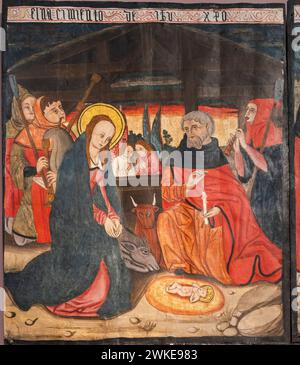 Tortura Altaraufsatz, die Geburt Jesu, 16. Jahrhundert, Tempera auf Tafel, Vitoria-Gasteiz Museum für sakrale Kunst, Álava Inmaculada Kathedrale, María, Spanien. Stockfoto