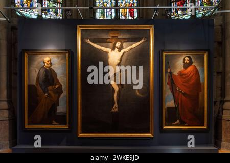 St. Peter Christus gekreuzigt und St. Paul, Jose de Ribera, 17. Jahrhundert, Öl auf Leinwand, Vitoria, Kathedrale Von María Inmaculada, Álava, Spanien. Stockfoto