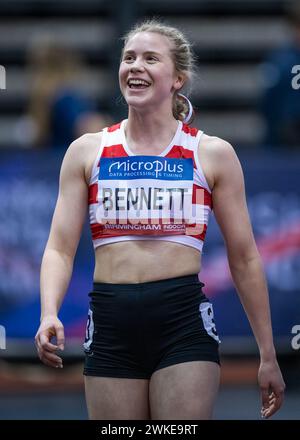 17/18. Februar 2024, Utilita National Indoor Arena, Birmingham, Großbritannien. Veranstaltung: 2024 Leichtathletikmeisterschaften in Großbritannien. Bildunterschrift: Alice Bennett Bild: Mark Dunn / Alamy Live News (Sport) Stockfoto