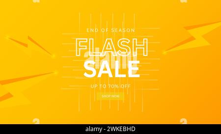 Flash Sale Shopping Poster oder Banner mit Flash-Symbol und Text auf gelbem Hintergrund.Flash Sales Banner Template Design für Social Media und Website.SPE Stock Vektor