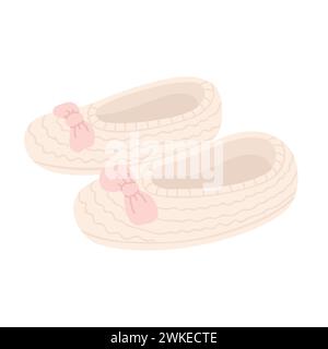 Modische flauschige Hausschuhe für den Innenbereich. Gemütliche Hausschuhe, flauschige Flip Flops Cartoon Vektor Illustration Stock Vektor