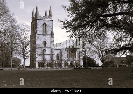 Cannons Ashby Church Northamptonshire England britische Baugeschichte aus schwarzem und weißem Stein Oliver Cromwell Griff roundheads Cavaliers Place an Stockfoto