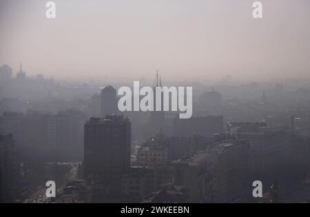 Mailand, Italien. Februar 2024. Mailand - Luftverschmutzung in Mailand und der Lombardei redaktionelle Verwendung nur Gutschrift: Unabhängige Fotoagentur/Alamy Live News Stockfoto