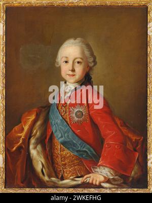 Porträt des russischen Zaren Paul I. (1754-1801) als Zarewitsch. Museum: PRIVATE SAMMLUNG. AUTOR: PIETRO ANTONIO ROTARI. Stockfoto