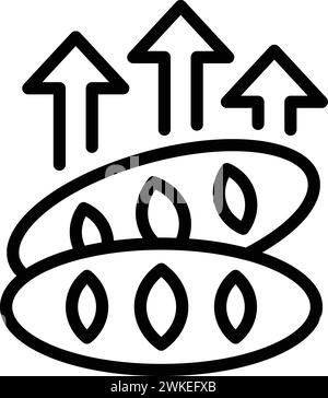 Brotpreise steigen, Symbol-Konturvektor. Armutszusammenbruch in der Landwirtschaft. Das Dilemma der Hungerswelt Stock Vektor