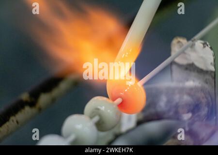 Opalina, fundido de La Fabrica de Perlas Orquidea, Montuiri, Mallorca, Balearen, Spanien. Stockfoto