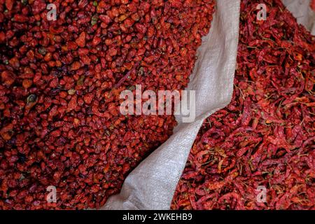 chiles picantes, Nebaj, departamento de Quiché, Guatemala, America Central. Stockfoto