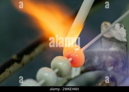 Opalina, fundido de La Fabrica de Perlas Orquidea, Montuiri, Mallorca, Balearen, Spanien. Stockfoto