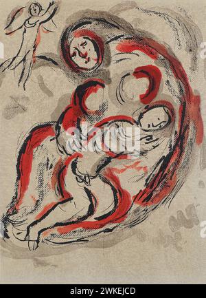 Hagar in der Wüste (Dessins pour la Bible). Museum: PRIVATE SAMMLUNG. Autor: MARC CHAGALL. Stockfoto