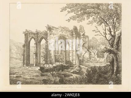 Südansicht der Furness Abbey, Lancashire. Museum: PRIVATE SAMMLUNG. Autor: Joseph Wilkinson. Stockfoto