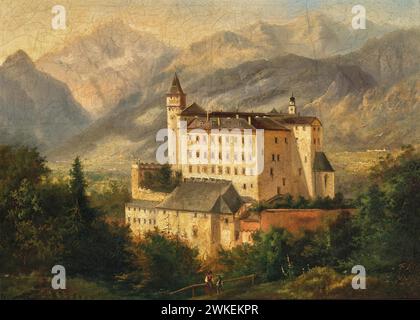 Blick auf Schloss Ambras. Museum: Privatsammlung. Autor: Ferdinand Lepie. Stockfoto