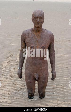 Nahaufnahme einer Statue, die Teil eines anderen Ortes ist, von Antony Gormley Stockfoto