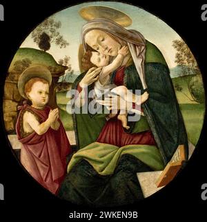 Jungfrau und Kind mit dem Säugling Johannes dem Täufer. Museum: Museu de Arte de São Paulo. Autor: SANDRO BOTTICELLI. Stockfoto