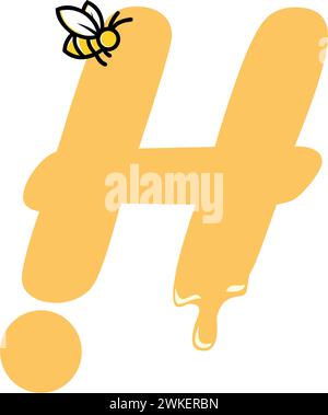 Bienensymbol isoliert auf weißem Hintergrund. Honigfliegende Biene, Konzept für Bio-Honigprodukte, Verpackungsdesign, Stock Vektor