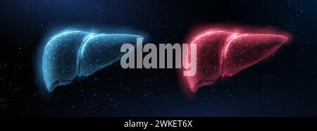 Normale und rote Leber. Fettleber, Gallenentgiftung, Nash-Krankheit Stock Vektor