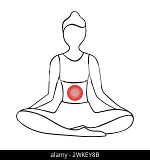 Eine Frau in Lotusposition. Meditation. Morgendliche Übung. Stock Vektor