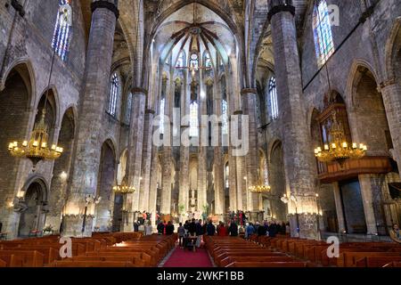 Basílica de Santa Maria del Mar, El Born, Barcelona, Katalonien, Spanien. Stockfoto