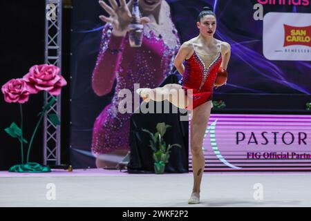 Chieti, Italien. Februar 2024. Milena Baldassarri von Ginnastica Fabriano wurde während der FGI Serie A1 2024 in PalaTricalle, Chieti, Italien am 17. Februar 2024 gesehen Stockfoto