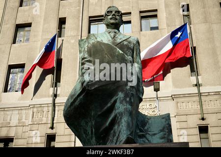 Denkmal für Präsident Salvador Allende im Constitution Park, Santiago, Chile. Stockfoto