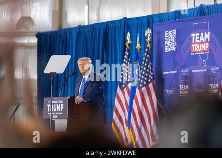 Donald Trump spricht in Las Vegas vor der Vorwahl in Nevada am 27. Januar 2024. Stockfoto