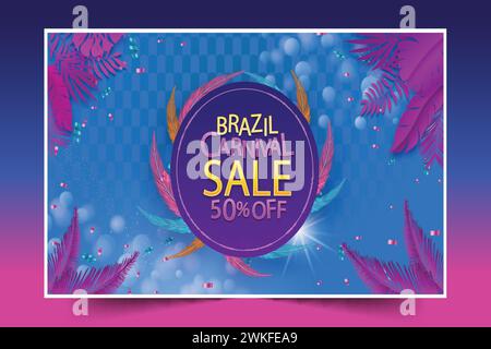 Realistische brasilianische Karneval horizontale Banner Design Vektor Illustration Stock Vektor
