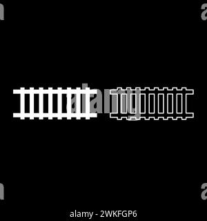 Eisenbahngleise Eisenbahnweg Schienenzug U-Bahn U-Bahn Straßenbahn Verkehrskonzept Set Icon weiß Farbe Vektor Illustration Bild einfache Vollfüllung Stock Vektor