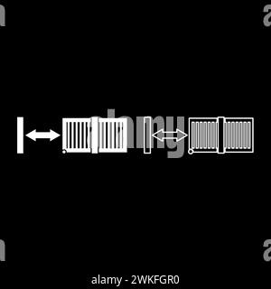 Schiebetore automatisches Gitterzaun System Eingang Gehäuse Set Symbol weiß Farbe Vektor Illustration Bild einfache Vollfüllung Umrisslinie Stock Vektor