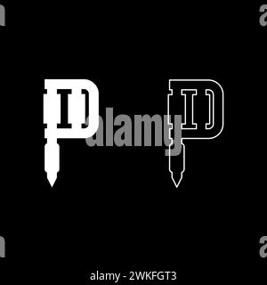 Tätowiermaschine Gerät Pistole Haut mit Tinte Handheld elektromagnetische Spule Set Symbol weiß Farbe Vektor Illustration Bild einfache Vollfüllung Umriss Stock Vektor