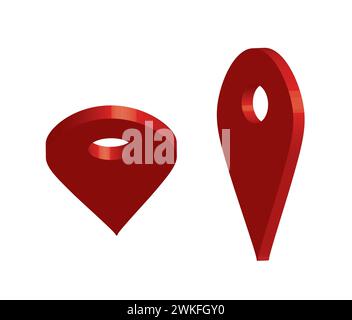 Rote 3D-Kartenzeiger, Vektor Stock Vektor