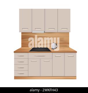 Beige Küche Design, Vektorillustration Stock Vektor