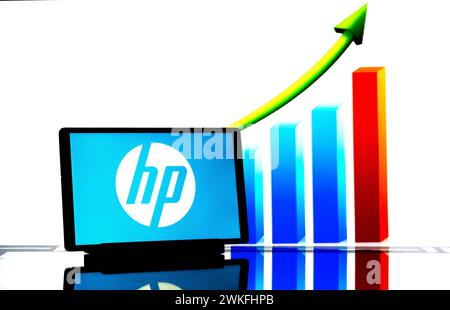 Deutschland. Februar 2024. In dieser Fotoabbildung wird das HP Inc.-Logo auf einem Tablet angezeigt. (Foto von Igor Golovniov/SOPA Images/SIPA USA) *** ausschließlich für redaktionelle Nachrichten *** Credit: SIPA USA/Alamy Live News Stockfoto