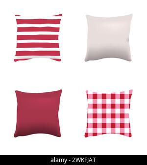 Rot-weiß Kissen Set, Vektor Stock Vektor