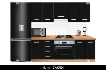 Schwarzes Küchendesign, Vektorillustration Stock Vektor