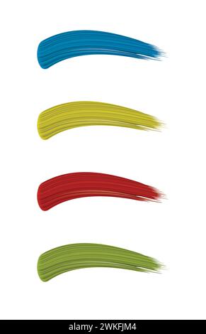 Pinselstriche in vier verschiedenen Farben, Vektor Stock Vektor