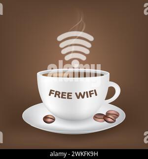 Kostenloser wi-fi-Kaffeetasse. Vektor Stock Vektor