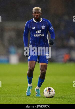 Jamilu Collins von Cardiff City im Rahmen des Sky Bet Championship Matches im Cardiff City Stadium in Cardiff. Bilddatum: Dienstag, 20. Februar 2024. Stockfoto